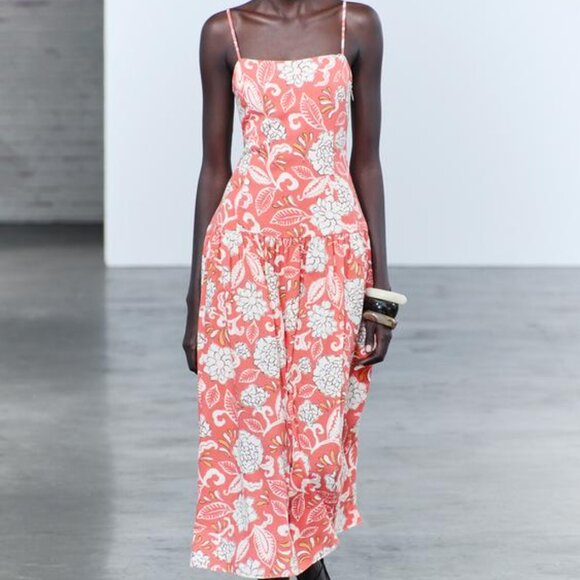 NWT ZARA PRINTED STRAPPY DRESS ZW COLLECTION M, S, L - Picture 8 of 8